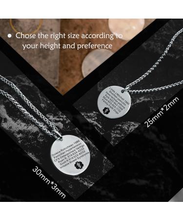 Custom Sterling Silver Medical Alert Necklace - Personalized Engraved Medic ID Pendant for Men & Women | Emergency Information Jewelry for Pacemaker Diabetes & More - Buy Online on GoSupps.com