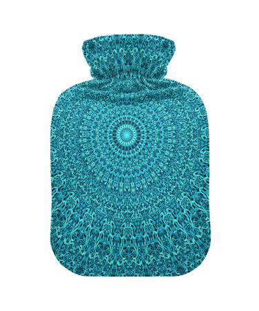Blue-green mandala heat bottle with reference heat bottles for pain relief water heating pillows hot water bottle for neck and shoulder pain 1 l