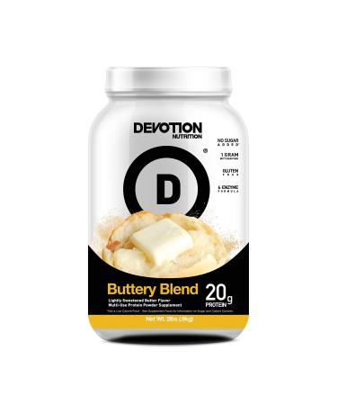 Devotion Nutrition Protein Powder Blend | Gluten Free, Keto Friendly, No Added Sugars | 2g MCTs | 20g Whey & Micellar Protein | 2lb Tub (Buttery Blend) 2 Pound (Pack of 1) Buttery Blend