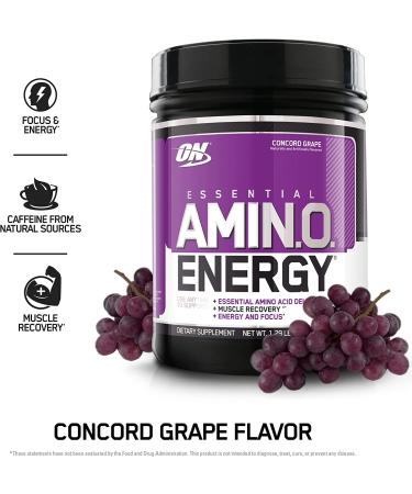 Optimum Nutrition Amino Energy - Pre Workout Energy Powder with BCAA & Green Tea - Concord Grape 65 Servings - Buy Online on GoSupps.com