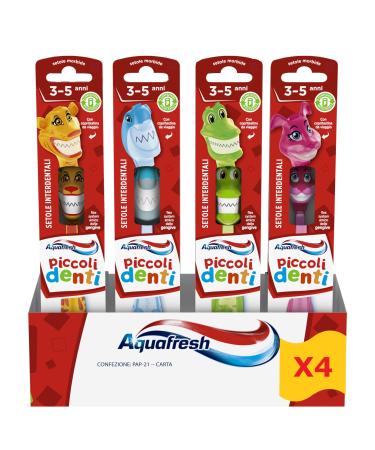 Aquafresh Pack of 4 soft milk toothbrushes for children from 3 to 5 years old