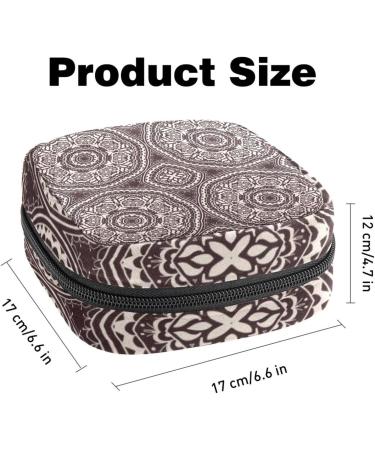 Mandala-Braun Menstruation Pad Bag with Zipper | Women's Tampon & Napkin Tote | Psychedelic Henna Design - Stylish & Practical for Girls - Buy Online on GoSupps.com
