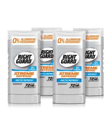 Right Guard Xtreme Defense Aluminum-Free Deodorant Invisible Solid Stick  Arctic Refresh  3 oz  4 count (pack of 1)