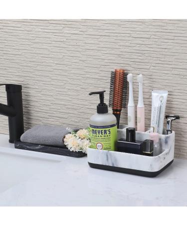 ZCCZ Marble Look Toothbrush Holder - Electric Toothpaste & Makeup Brush Stand - Bathroom Organizer with Removable Tablet - Buy Online on GoSupps.com