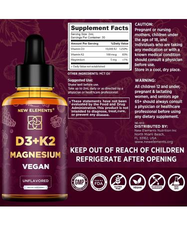 Vitamin D3 with K2 & Magnesium MCT Oil Drops - 10000 IU D3, 100mcg K2, 5mg Magnesium - Men & Women Supplement - Gluten Free Non-GMO - Buy Online on GoSupps.com