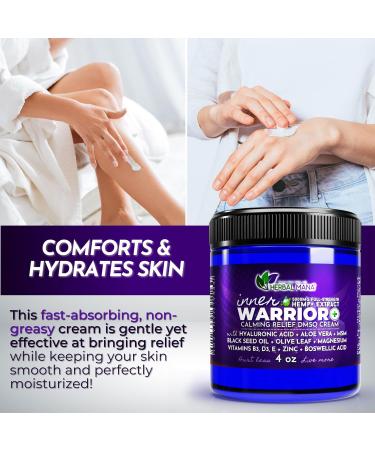 Herbal Mana Inner Warrior 5000mg Hemp & 99.9% Pure DMSO Cream - Muscle Relaxer Balm with Nerve Calming & Sleep Aid Properties - Organic Lavender & Rose Oil - 4 Ounce - Buy Online on GoSupps.com