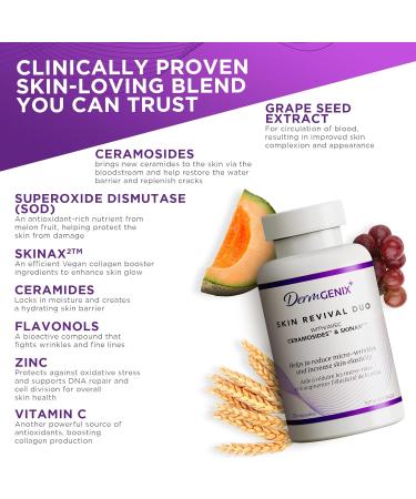 DermGenix Skin Revival Duo Multi Vitamins for Healthy Skin Hair and Nails. With ceramides antioxidants Zinc and Vitamin C for Skin Radiance and Elasticity 30 Capsules - Buy Online on GoSupps.com