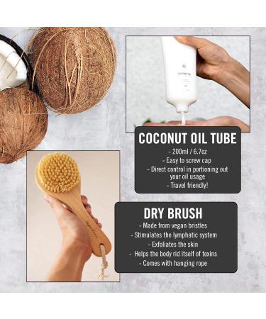 Kapuluan Bundle: 200ml Organic Coconut Oil Tube & Vegan Body Brush for Skin Care and Cellulite Treatment - Buy Online on GoSupps.com