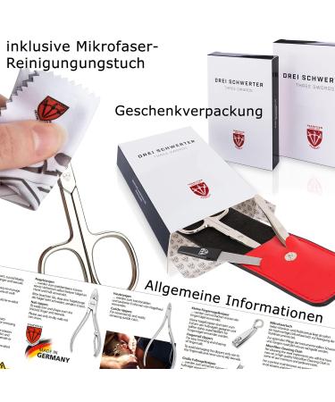 DREI SCHWERTER Germany 4-Piece Manicure Set - Pink Faux Leather Nail Scissors Clippers & Tweezers | International Shipping Available - Buy Online on GoSupps.com