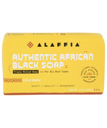 Alaffia Authentic African Black Soap Triple Milled Soap Cold Brew 5 oz (140 g)
