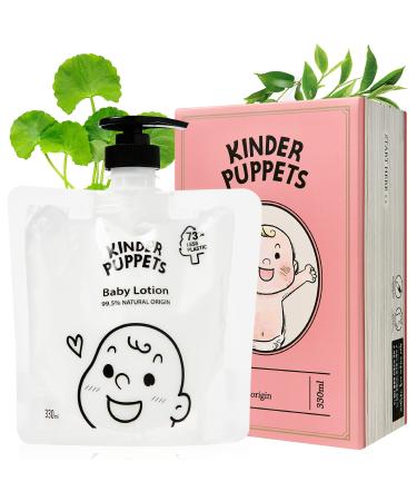 Kinder Puppets Organic Baby Lotion for Dry Sensitive Skin | Baby Moisturizing Cream Toddler Kids Lotion | Baby Moisturizer Face Cream Fragrance Free Baby Lotion Skin Care Products (4.65 fl. oz.)