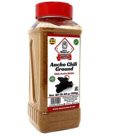 Sazon Natural Mexican Ancho Chile Powder  Ancho Chili Ground 19.40 Ounce, Bulk Mexican Seasonings  Reusable Shaker Jar