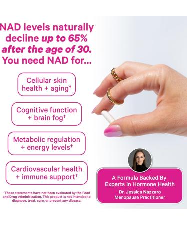 Pink Stork NAD+ Supplement for Women | 500mg Nicotinamide Riboside NR | Clinically-Studied Pure NMN Powder | Brain + Cognitive Support |Energy Skin Essentials Over 30 | 1 Month Supply - Buy Online on GoSupps.com