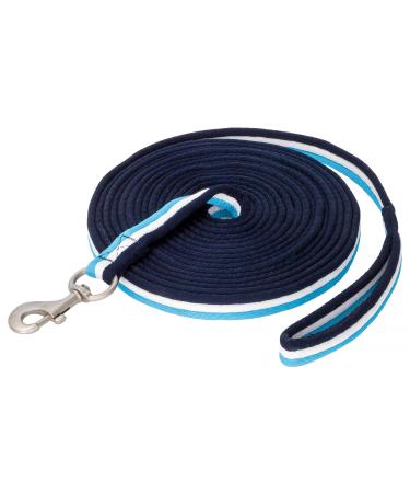 Start lunging line for equestrian horses 8m softlongs made of nylon horse song with hand loop tow leash reins with carabiners floor work rope horse (petrol blue/white/dark blue) - Buy Online on GoSupps.com