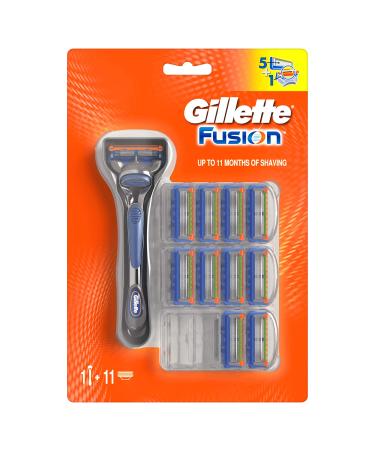 Gillette Fusion Razor Blades 10 Pack + Razor For Men