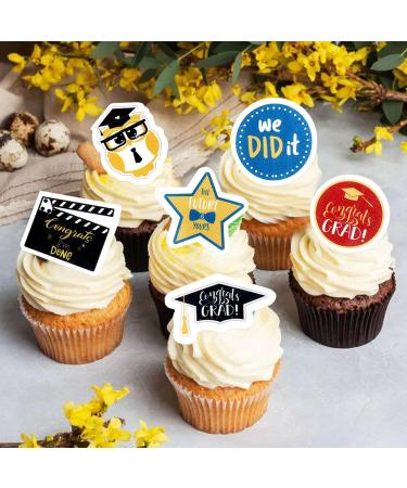 Ercadio 72 Pack Graduation Edible Cupcake Toppers Class of 2024 Grad Cap Cupcake Picks for 2024 Graduation Theme Party Cake Decorations Supplies Edible-72 - Buy Online on GoSupps.com