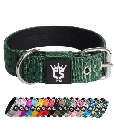 Tspro tactical dog collar 3.3 cm wide military quality strong dog collar thick dog collar robust metal buckle dog collar green-s (green-s) S-neck size (adjustable 35.5cm-43cm) green