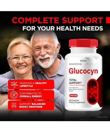 NutraVibe Glucocyn - Official Glucocyn Pills All-Natural Formula to Support Healthy Circulation and Overall Well-Being Premium Glucocyn Pastillas Review (60 Capsules) - Buy Online on GoSupps.com