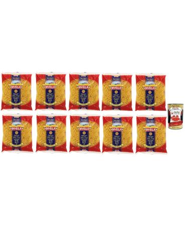 Italian Gourmet E.R. Divella Pack of 10 Spaghetti Tagliati No. 69 Durum Wheat Semolina Pasta 500g + Italian Gourmet Polpa di Pomodoro 400g