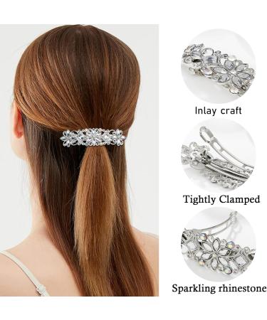 Barrette Crystal Hair Clips Rhinestone Bridal Wedding Hair Accessories for Women Elegant Rhinestone Flower Hair Clips Jewelry Hair Decorations For Wedding Birthday Prom Gift - Buy Online on GoSupps.com