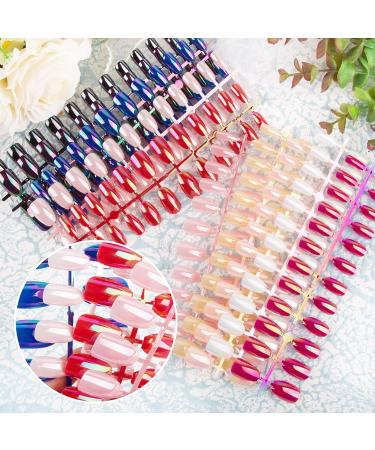 Flofia 240 PTH Ballerina Metallic Shiny False Nails Long Press-On Nail Art Tips for Stunning DIY Designs - Buy Online on GoSupps.com