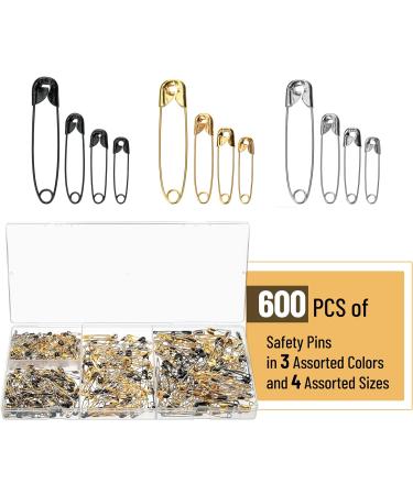Mr. Pen Safety Pins Assorted 600 Pack - Small & Large Safety Pins in Gold, Silver, and Black - Bulk Safety Pins for Clothes - Buy Online on GoSupps.com