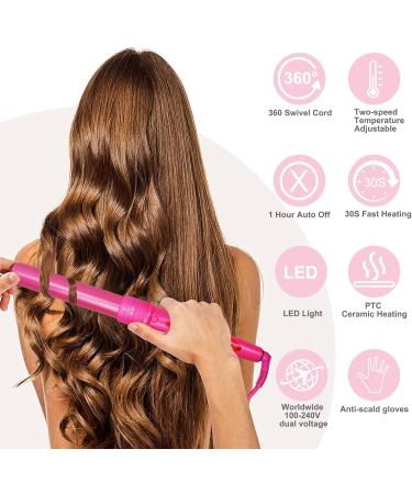 janelove Curling Iron Curling Wand Set Hair Curler 5 in 1 Set (0.25" to 1.25" Inch") Fast Heating Up Interchangeable Ceramic Tourmaline Barrels with Heat Resistant Glove(Pink) 1 1/4 inch 1 inch - Buy Online on GoSupps.com