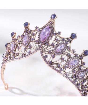 DZRYBNXF Baroque Queen Crown Tiara | Crystal Tiaras for Women | Gold Wedding Tiara for Bride (Purple) - Buy Online on GoSupps.com