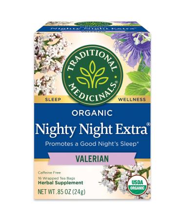 Traditional Medicinals Relaxation Teas Organic Nighty Night Naturally Caffeine Free Herbal Tea Valerian 16 Wrapped Tea Bags .85 oz (24 g)
