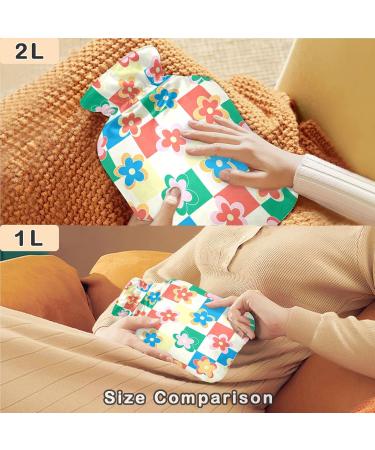 NAANLE 2L Hot Water Bottle with Checkered Floral Cover - Pain Relief & Heat Therapy for Back Neck Hands & Feet - Buy Online on GoSupps.com