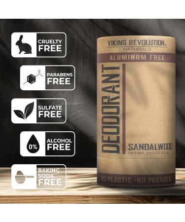 Viking Revolution Sandalwood Deodorant for Men - Deodorant Men Aluminum Free with Shea Butter and Tapioca Starch - Mens Deodorant Stain- Free and Baking Soda-Free - Natural Deodorant for Men (2.65oz) Sandalwood 2.65 Ounce (Pack of 1) - Buy Online on GoSupps.com