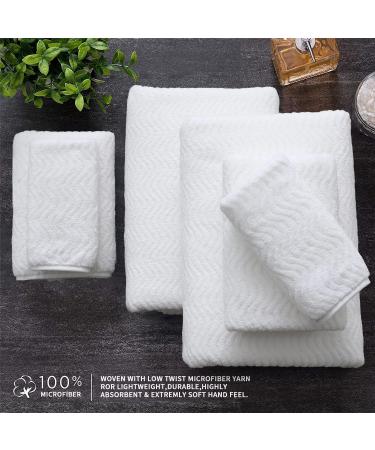 White Microfiber Washcloths 4 Pack Set - Highly Absorbent & Quick Dry Towels for Bathroom, Spa, Gym - Premium Quality Daily Use Washcloths - Buy Online on GoSupps.com