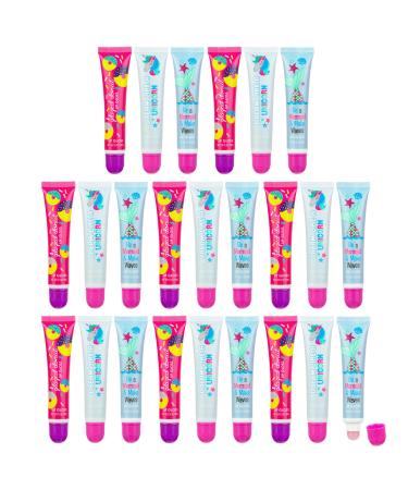 Expressions 24pc Flavored Lip Gloss for Kids and Teens - Unicorn Themed Lip Gloss in Assorted Fruity Flavors  Unicorn Gifts for Girls  Party Favors  Teen Girls Trendy Stuff  Non Toxic Makeup for Kids  Valentines Day Gift...