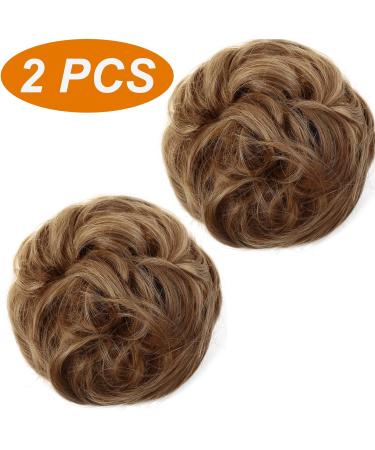 JJstar 2PCS Messy Bun Hair Pieces - Brown Blonde Curly Fake Hair Buns for Women & Girls - Buy Online on GoSupps.com