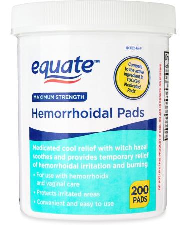 BASKETGOODS Equate Hemorrhoid Wipes Maximum Strength Cool Relief 200 Count (Pack of 1) Set by Basket Goods - Buy Online on GoSupps.com
