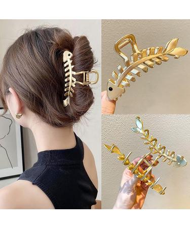 Gold Fish Bone Hair Claw Clip - Nonslip Vintage Hair Accessory for Women (B-silver) - Buy Online on GoSupps.com