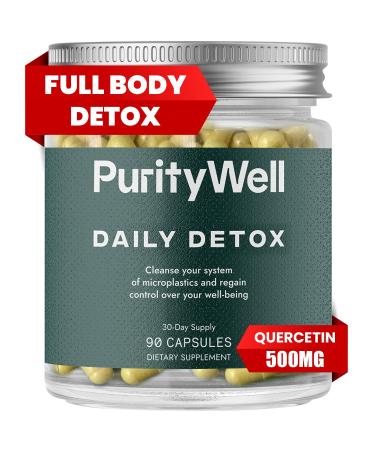Full Body Detox and Cleanse Supplement with Quercetin 500mg Vitamin C & L-Cysteine for Lung Health Liver Support and Gut Cleanse - Alternative to Heavy Metal Detox Pills - 90 Capsules