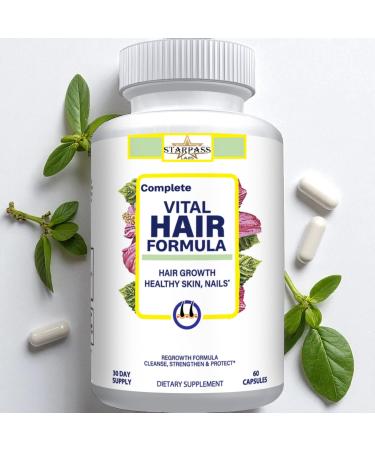 StarPass Labs #1 Hair Formula Healthy Vitamins for Men & Women | Nutrients Needed for Hair Growth Maintain Healthy Skin & Nails Biotin & More 60 Capsules