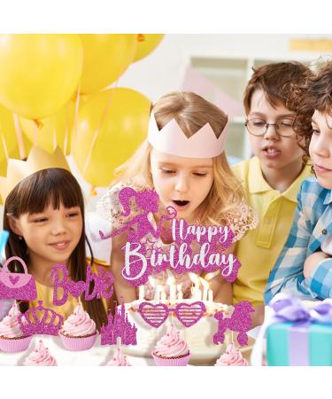 SKJIAYEE 25 Pcs Hot Pink Girls Birthday Cake Topper Pink Princess Cupcake Toppers Set Decorations for Kids Girls Women Birthday Party Pink Girls Theme Birthday Party Supplies - Buy Online on GoSupps.com