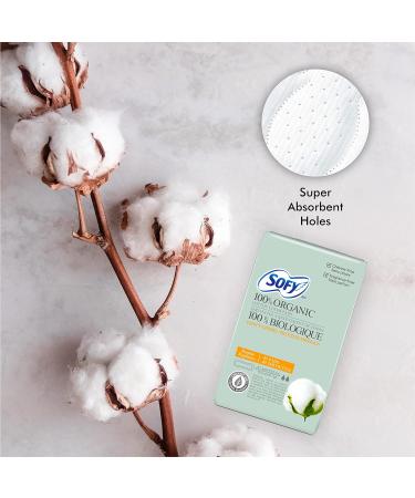 Sofy Organic Cotton Panty Liners 40 Count - Certified Sanitary, Super Absorbent, Chlorine Free, Unscented, Ultra Thin - Buy Online on GoSupps.com