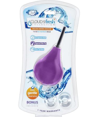 Premium Deluxe Enema Douche EZ Squeeze Bulb - Soft Nozzle Tapered Tip & Bonus C Rings | Purple/Black - International Shipping Available - Buy Online on GoSupps.com