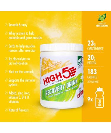HIGH5 Recovery Drink | Whey Protein Isolate | Promotes Recovery | (Banana & Vanilla 450g) Banana & Vanilla 450 g (Pack of 1) - Buy Online on GoSupps.com