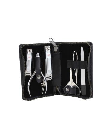Seki Edge Craftsman Luxury Mens Grooming Kit (SS-3103) - 6 Piece Premium Manicure & Pedicure Nail Kit with Nail Clippers Nail Nipper Nose Scissors Nail File & Tweezers in Travel Case