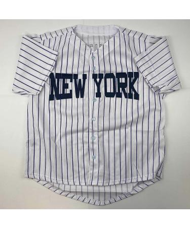Babe Ruth Facsimile Autographed New York Pinstripe Jersey | Men's XL | Reprint Laser Auto Baseball - Buy Online on GoSupps.com