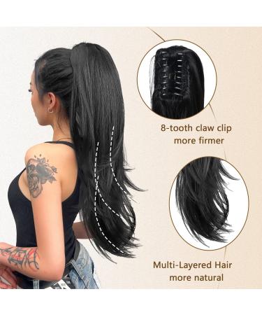 Isaic 22 Inch Claw Clip Ponytail Hair Extension - Dark Brown | Natural Wavy Sythetic Hairpiece for Women - Buy Online on GoSupps.com