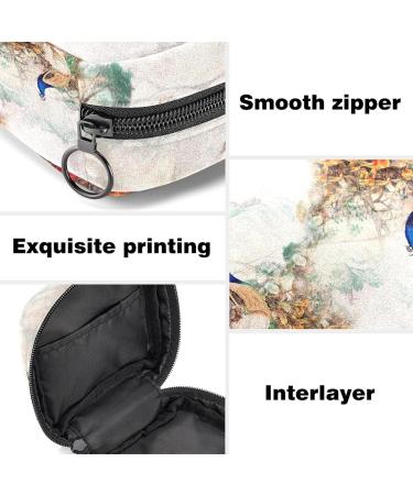 Menstrual Pad Bag with Zipper - Stylish Peacock Flowers Pouch for Tampons and Ladies Napkins | Ideal for Women and Girls - Buy Online on GoSupps.com