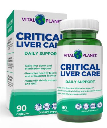 Vital Planet Critical Liver Care Liver Cleanse Detox & Repair Daily Support with Milk Thistle NAC Supplement N-Acetyl Cysteine Dandelion Turmeric Berberine Alpha Lipoic Acid TMG 90 Capsules