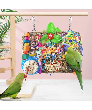 KATUMO Small Bird Toys - Edible Seagrass Foraging Mat & Chew Toy for Parakeet, Conure, Cockatiel, Lovebird - Hanging Hammock for Climbing - Natural Bird Entertainment - Buy Online on GoSupps.com