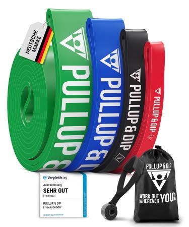 Pullup & DIP fitness straps Resistance tapes with bag door anchor (at sets) and exercise guide - individually & in the inexpensive set pull -up band fitness band for calisthenics Strong (green)