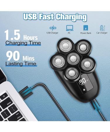 6-in-1 Electric Head Shaver for Bald Men | Waterproof Skull Shaver for Men | Cordless Rechargeable Rotary Shaver - Buy Online on GoSupps.com